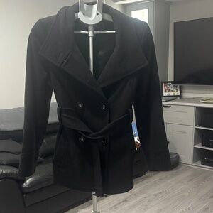 Le Chateau Elegant Black Pea Coat